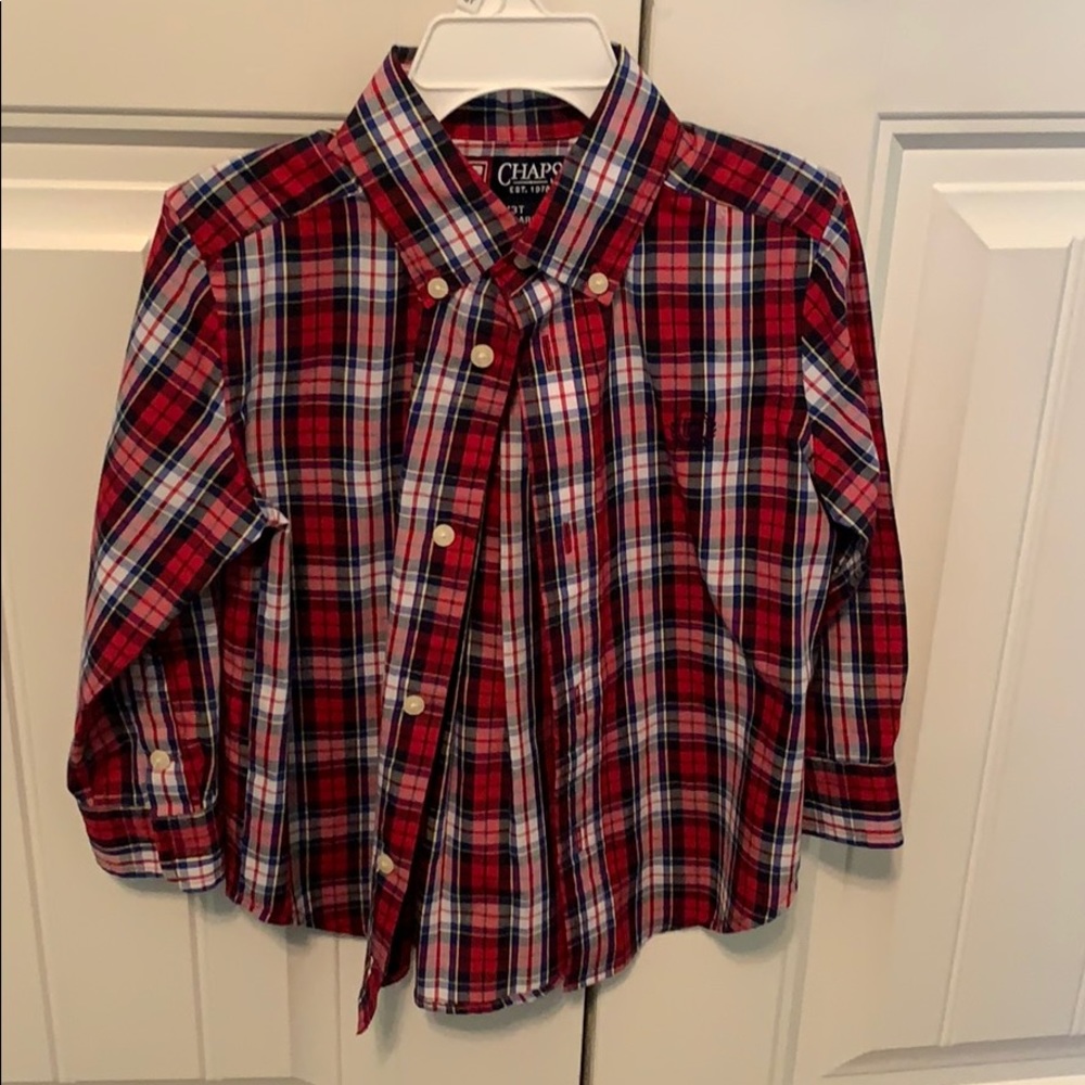 Boys chaps button down plaid shirt Christmas